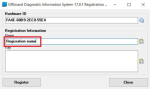 Указываем Regisration name и копируем HW id.